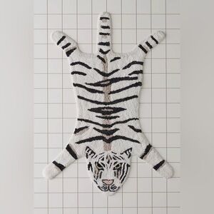 Urban Outfitters Kids White and Black Tiger Rug